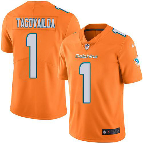 Nike Miami Dolphins #1 Tua Tagovailoa Orange Green Youth Stitched NFL Limited Rush Jersey->youth nfl jersey->Youth Jersey